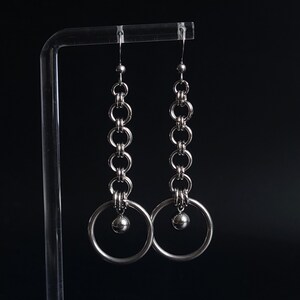 Chainmail Jewellery Stainless Steel O Ring Earrings Silver Chunky Chain Gothic Jewellery