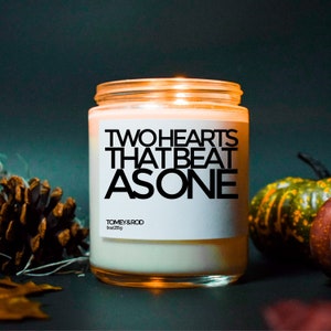 2 Hearts Beat As 1 Bridal Shower Candle, Gift For Bride, Engagement Gift, Wedding Gift, Funny Candle, Best Friend Gift, Bridal Shower Gift