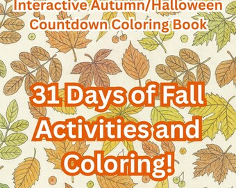 Celebrating Autumn 31-Day Countdown Coloring Book | Halloween & Fall Activity + Coloring Pages for Adults | Printable PDF