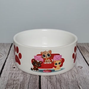 Limited Edition Ceramic Cat Bowl: USA Handmade, Paw Prints Design