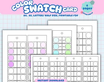 Color Swatch Card, BlankTemplate, Color Swatch Sheet, Printable Marker & Paint Swatch Chart, Blank Palette, Digital PDF