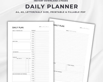 Afdrukbare 24-uurs dagelijkse planner, sjabloon voor tijdblokkering (pdf)