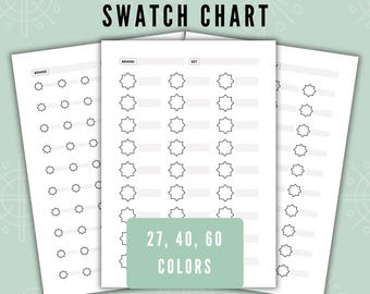 Blank Color Swatch Chart Template, Artist Supply (PDF Pattern)