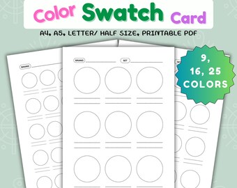 Blank Color Swatch Chart, Coloring Practice Worksheets (Printable PDF)