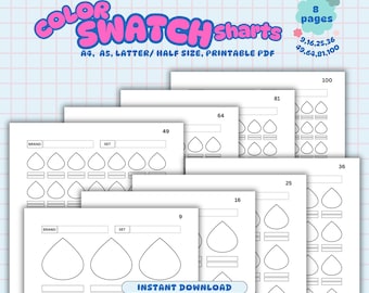 Color Swatch Chart Blank Color Chart Printable Color Swatch Template Page Color Swatch Chart Set Blank Colour Swatch Chart Sheet Template