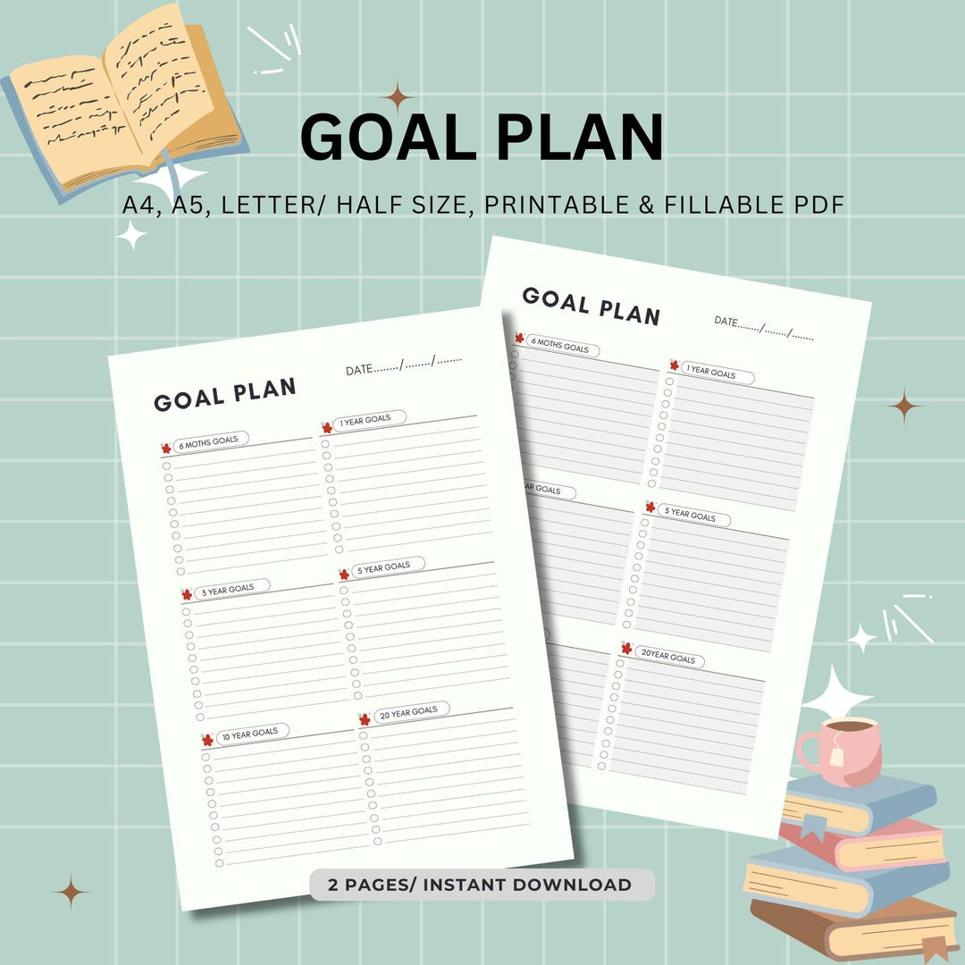 Goal Setting Planner Printable, A4 A5 Letter Size (instant Download PDF ...