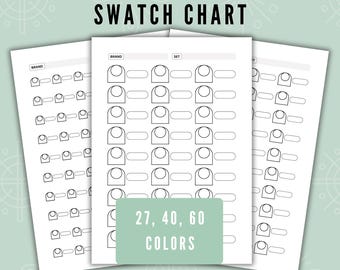 Blank Color Swatch Chart Printable, 27-60 Colors (PDF)
