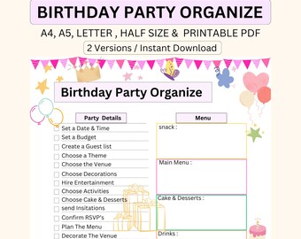 Birthday Party Planner Checklist, Guest List (PDF)