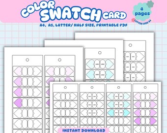 Color Swatch Card, BlankTemplate, Color Swatch Sheet, Printable Marker & Paint Swatch Chart, Blank Palette, Digital PDF