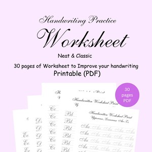 Neat Handwriting Practice 30 pages, Printable Handwriting Worksheets, Alphabet Writing Practice, ABC Letter Tracing, Improve Handwriting