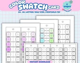 Color Swatch Card, BlankTemplate, Color Swatch Sheet, Printable Marker & Paint Swatch Chart, Blank Palette, Digital PDF