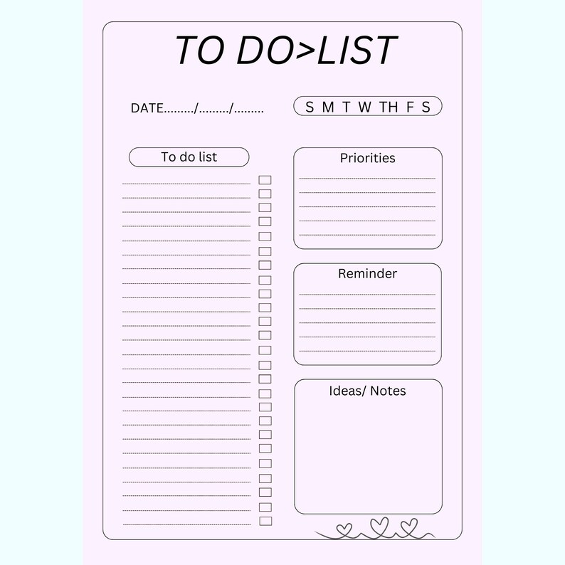 Minimallist Daily Planner Printable, Daily to Do List for Work/ Home ...