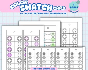 Color Swatch Card, BlankTemplate, Color Swatch Sheet, Printable Marker & Paint Swatch Chart, Blank Palette, Digital PDF