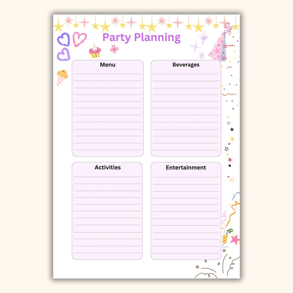 Birthday Party Checklist, Party Checklist Template, Birtyday to Do List ...