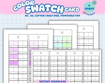 Color Swatch Card, BlankTemplate, Color Swatch Sheet, Printable Marker & Paint Swatch Chart, Blank Palette, Digital PDF