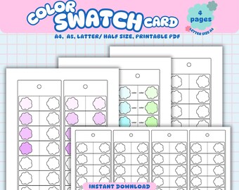 Color Swatch Card, BlankTemplate, Color Swatch Sheet, Printable Marker & Paint Swatch Chart, Blank Palette, Digital PDF