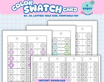 Color Swatch Card, BlankTemplate, Color Swatch Sheet, Printable Marker & Paint Swatch Chart, Blank Palette, Digital PDF