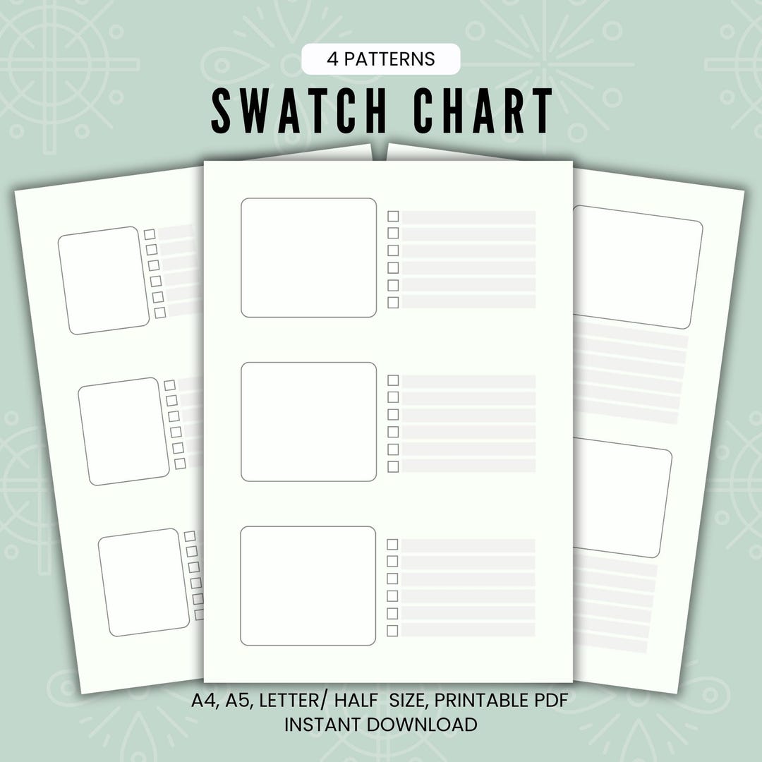 Swatch Pattern Design Pattern Swatch Template Blank Pattern Swatch Chart Printable Pattern ...