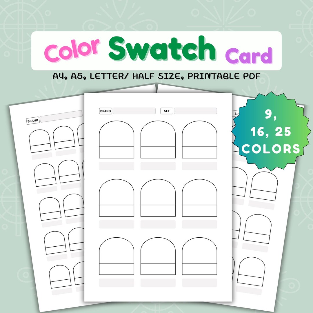 Blank Color Swatch Chart, Coloring Practice Template (printable PDF) - Etsy