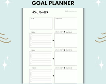 Simple Goal Planner Worksheet, SMART Goals (Printable PDF)