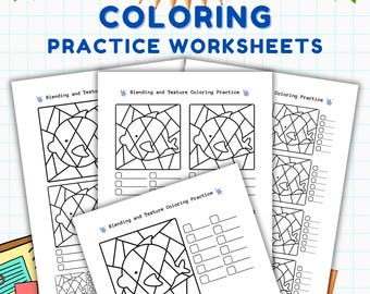 塗り絵練習シート - ブレンディング、シェーディング、テクスチャ（PDF）