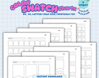 Color Swatch Chart Blank Color Chart Printable, Minimalist Color Swatch Chart Printable, Color Swatch Template Page, Color Swatch Sheet