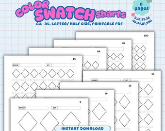 Color Swatch Chart Blank Color Chart Printable Color Swatch Template Page Color Swatch Chart Set Blank Colour Swatch Chart Sheet Template