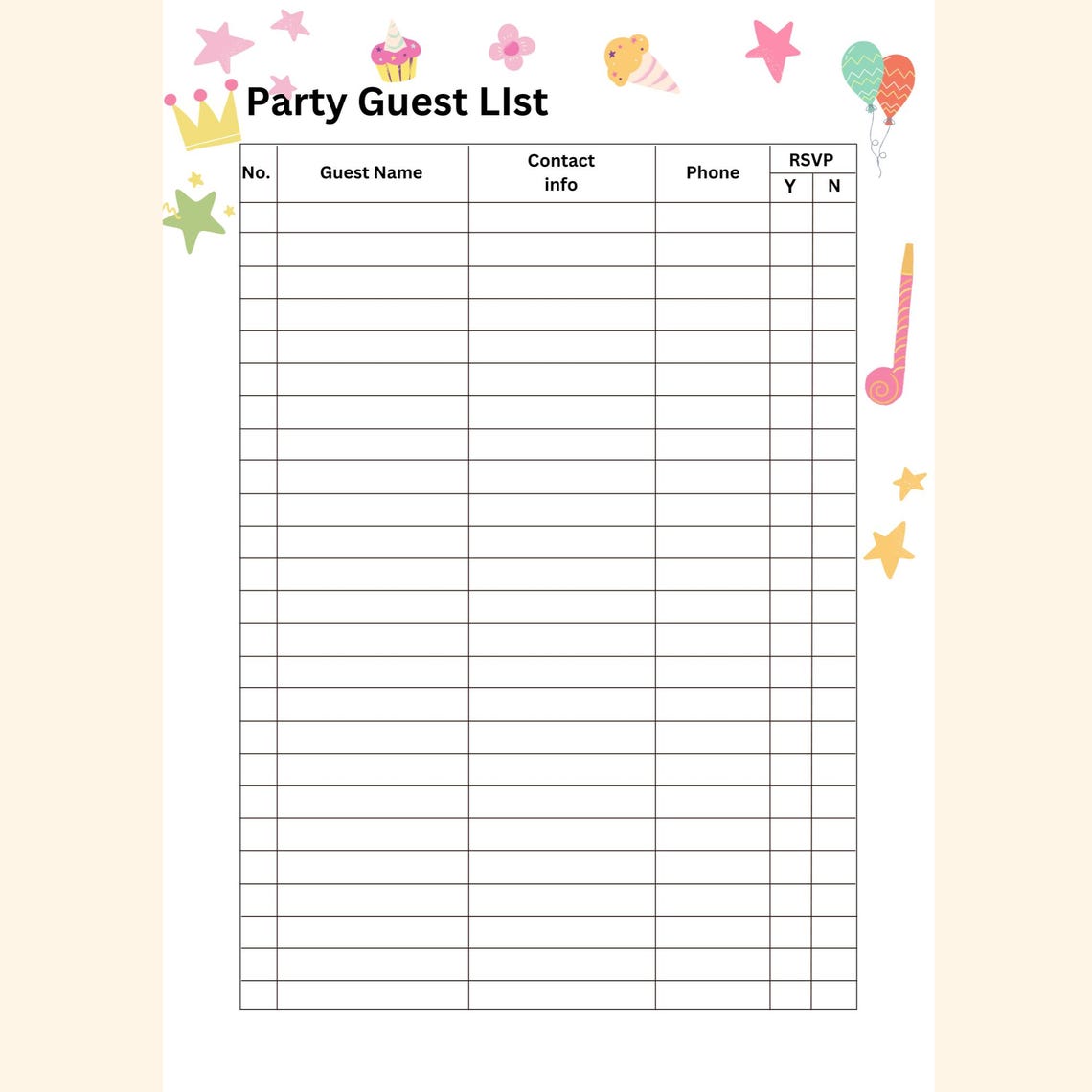 Birthday Party Checklist, Party Checklist Template, Birtyday to Do List ...