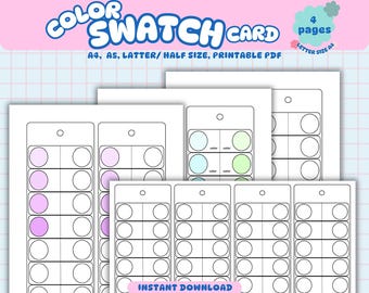 Color Swatch Card, BlankTemplate, Color Swatch Sheet,  Printable Marker & Paint Swatch Chart, Blank Palette, Digital PDF