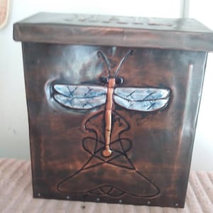 Art Nouveau Dragonfly Mailbox Embossed Copper