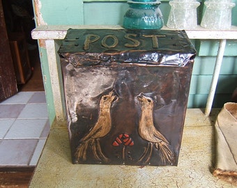 Craftsman Style Bird and Rose Mailbox