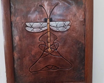 Art Nouveau Dragonfly Framed in Oak