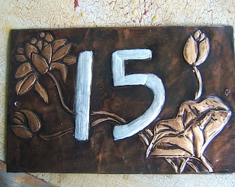 Copper Waterlily House Number