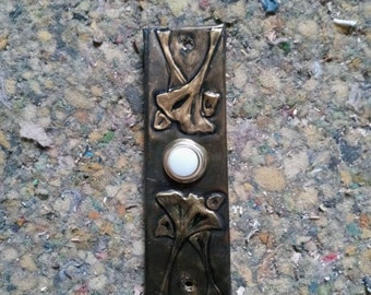 Brass Embossed Double Gingko Lighted Doorbell