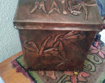 Triple Dragonfly Mailbox Embossed Copper