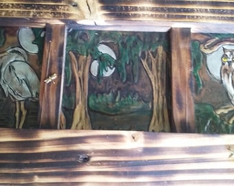 Framed Tri-paneled Swamp. Decor