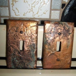 Pair of Aged Distressed Copper Light Plates