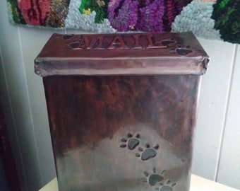 Paw Print Copper Embossed Mailbox