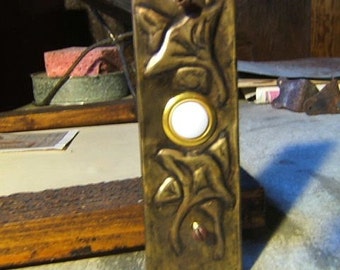 Brass Tooled Ginkgo Doorbell