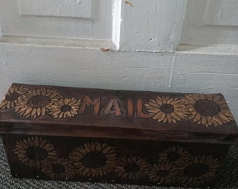 Horizontal Sunflower Copper embossed mailbox