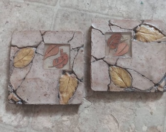 Pair of Fossil and Resin Trivets