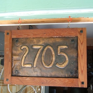 Craftsman Hanging House Sign Redwood Frame