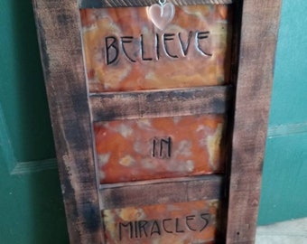 Believe in Miracles Tri paneled Wall Hanging