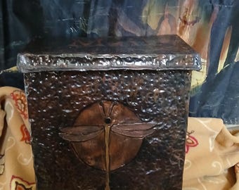 Hammered Copper Mailbox with Dragonfly