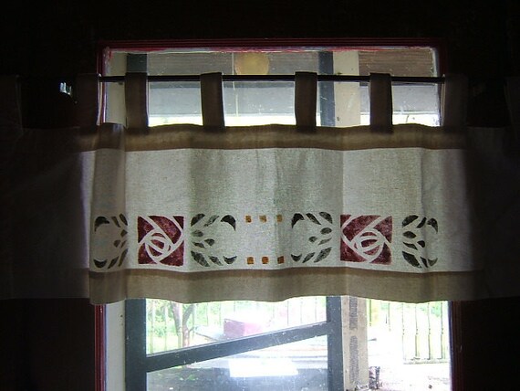 Mission Style Rose Stenciled Curtains Etsy