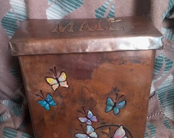 Large Copper Butterfly Embossed Mailbox