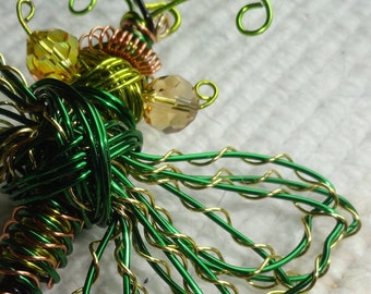 Green/#391Gold Mix Dragonfly ..One of a Kind... Handmade...All ready to fly away!