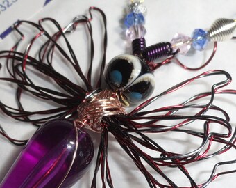 Purple/Black Alien #9292 Bug Dragonfly...Handmade.. All ready to fly away! My 2024 Winter Snow Storm Dragonflies.