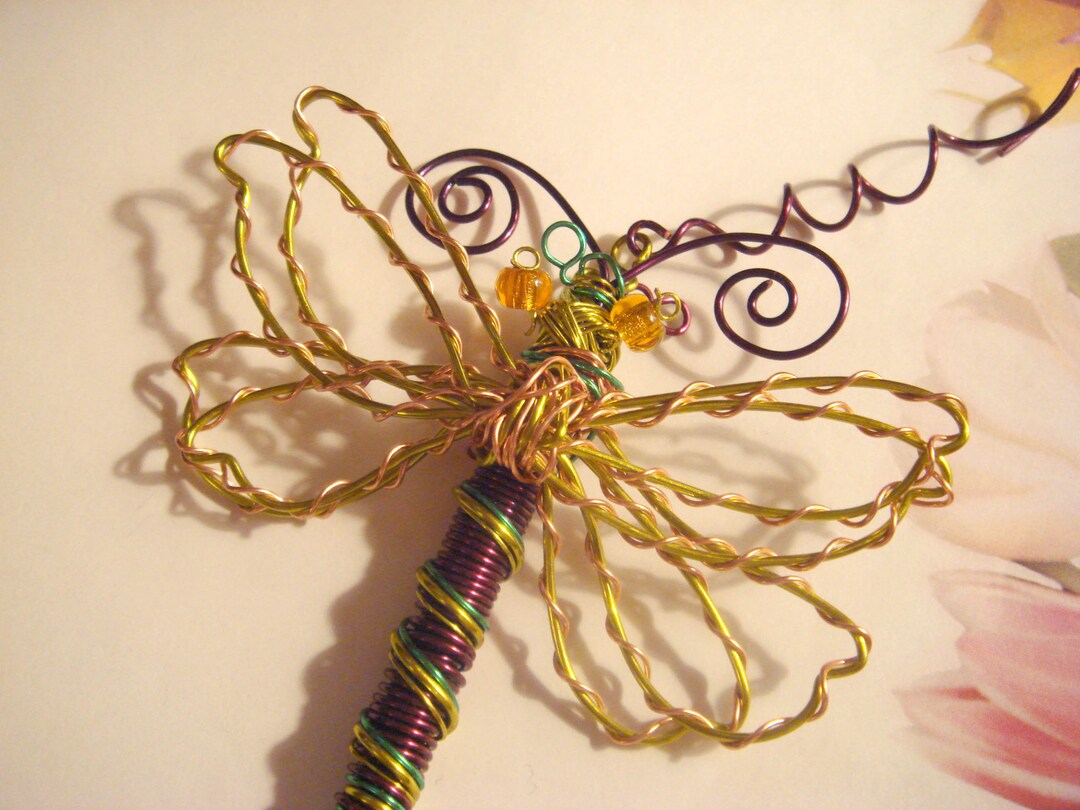 Alien Insect Dragonfly Green/gold Alien Bug Dragonfly 475 ...handmade.. All Ready to Fly Away ...