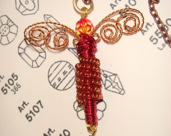 MINI-Red/Copper/#691 Copper Dragonfly ...Handmade..Pretty!....All ready to fly away!